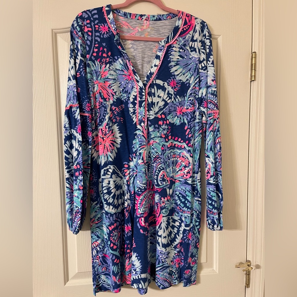 Lilly Pulitzer Navy and Pink Floral Dress